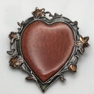 VTG Catherine Popesco France Heart Shape Enamel Brooch